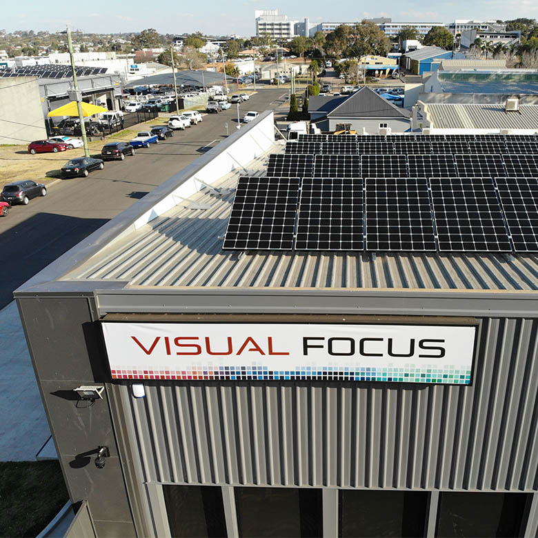 Aerial view of Visual Focus solar panel installation done by Excel Power