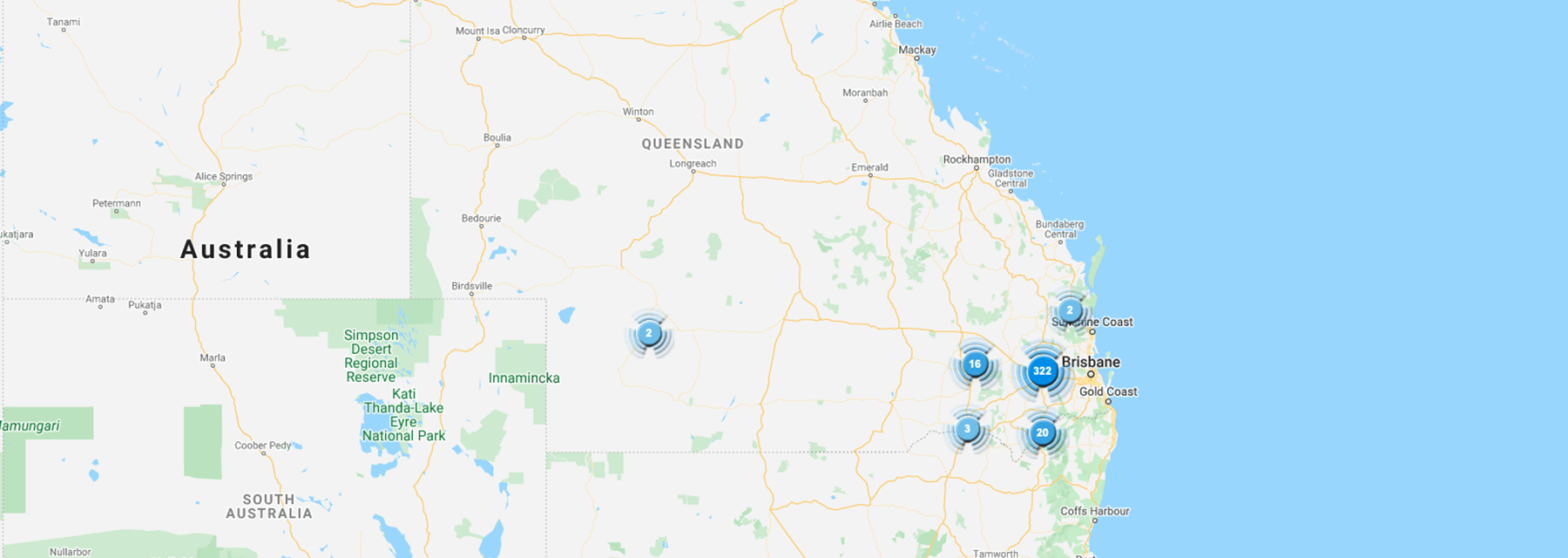 Map of locations that Excel Power have installed Enphase products