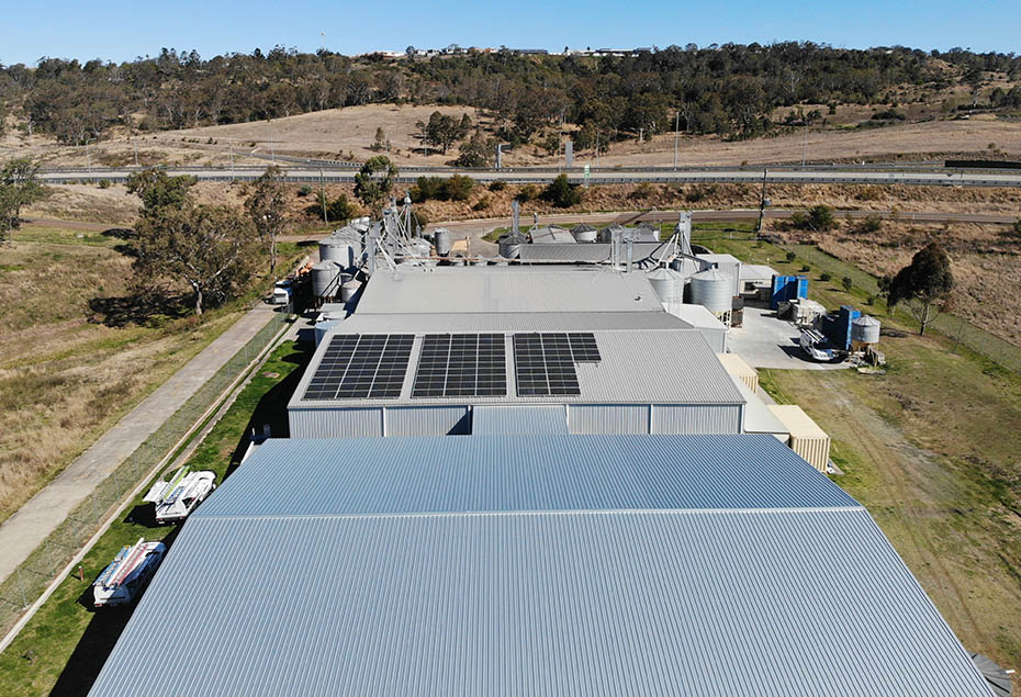Aerial view of the commercial solar panel installation for Our Bird done by Excel Power